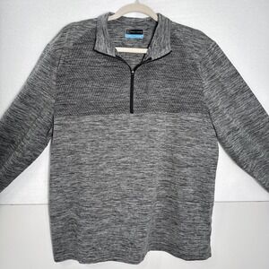 PGA Tour Two Toned Gray Pullover Quarter Zip Long Sleeve Polyester Men Size M